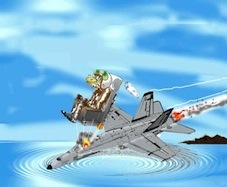 Caricature de Patrick Moutal s'ejectant d'un F16