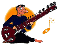 Caricature of Patrick Moutal playin'sitar