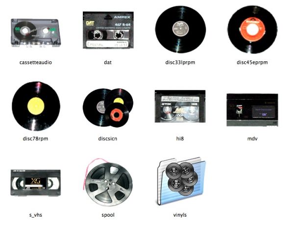 Recording media icons